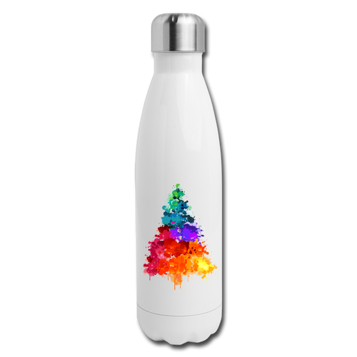 Watercolor Pine Insulated Stainless Steel Water Bottle - white