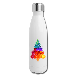 Watercolor Pine Insulated Stainless Steel Water Bottle - white