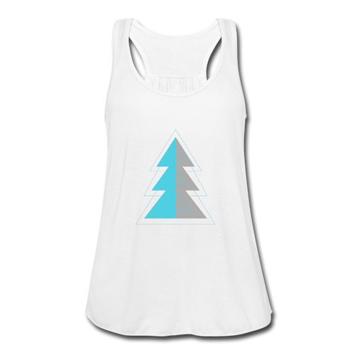 Blue Pine Flowy Tank Top - white