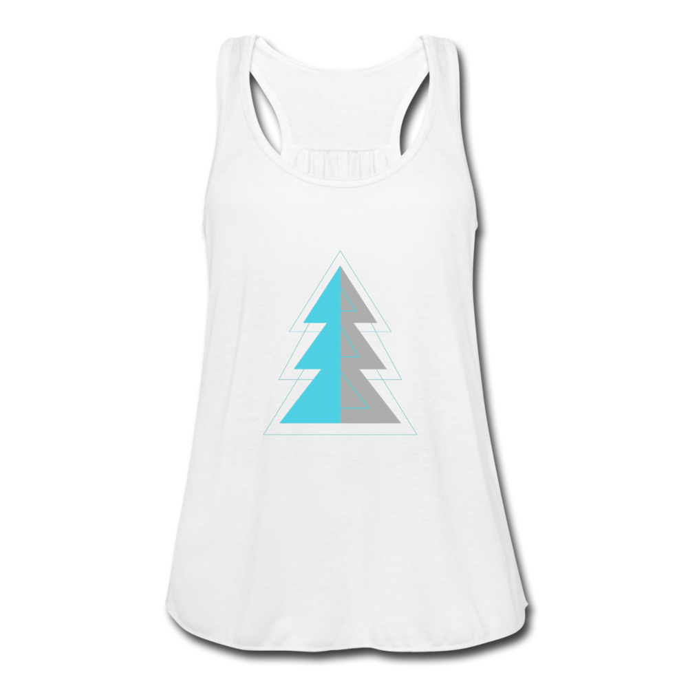 Blue Pine Flowy Tank Top - white