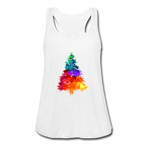 Watercolor Pine Women's Flowy Tank Top - white