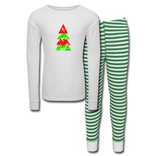 Load image into Gallery viewer, Kids&#39; Pajama Set - white/green stripe
