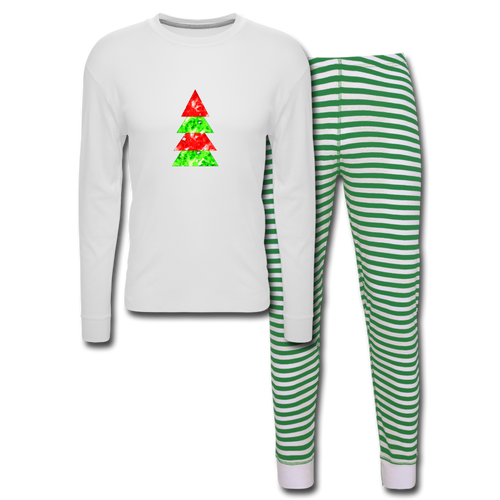 Dog Dad Holiday Pine Pajama Set - white/green stripe